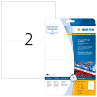 HERMA 4693 weerbest folielabels A4 (210 x 148 mm, 25 velles, polyesterfolie, mat) zelfklevend, bedrukbaar, extreme sterk klevende en duurzame etiketten, 50 etiketten voor printer, wit