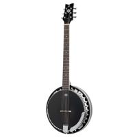 Ortega OBJE356-SBK-L Raven Series Satin Black linkshandige E/A zessnarige banjo met gigbag