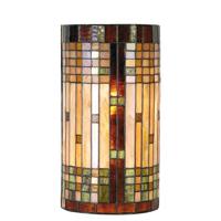 Clayre & Eef Wandlamp Tiffany 20x11x36 cm Beige Bruin Glas Halfrond - thumbnail