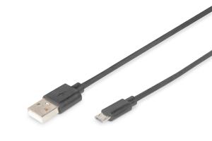 Digitus 1.8m, USB2.0-A/USB2.0 micro-B USB-kabel 1,8 m USB A Micro-USB B Zwart