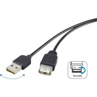 Renkforce USB-kabel USB 2.0 USB-A stekker, USB-A bus 1.80 m Zwart Stekker past op beide manieren, Vergulde steekcontacten RF-4096113 - thumbnail