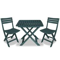 vidaXL Bistroset 3-delig Kunststof Groen Tuinset Eetset Terrasset Tuintafel