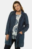 Ulla Popken Parka, denim look, opstaande kraag, 2 klepzakken - Grote Maten