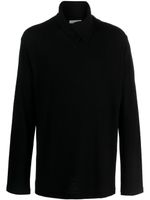 Yohji Yamamoto pull en laine à col superposé - Noir