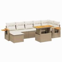 vidaXL 8-delige Loungeset met kussens poly rattan beige, tuinset, tuinmeubel, terrasset, tuinbank, terrasmeubel, loungebank, loungeset tuin