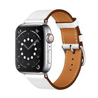 By Qubix - Lederen bandje - Wit - Compatible met Apple Watch 38mm / 40mm / 41mm / 42mm - Compatible Apple watch bandjes