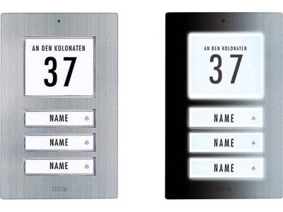 m-e modern-electronics 41067 Belplaat Met adresveld, Met naambord Driegezinswoning RVS 12 V/1 A