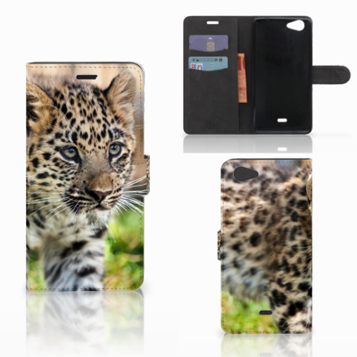 Wiko Pulp Fab 4G Telefoonhoesje met Pasjes Baby Luipaard Wiko Pulp Fab 4G Telefoonhoesje met Pasjes Baby Luipaard