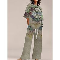 Dames Loungewear Sets 2-delig dier Eenvoudig Comfortabel Zoet Huis Dagelijks Polyester Ademend Strakke ronde hals Korte mouw Pullover Pantalon Zak Zomer Lente Geel Lichtgroen Lightinthebox