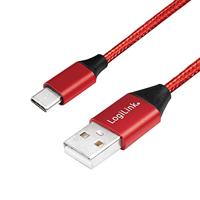 USB 2.0 aansluitkabel, USB (type A) naar USB (type C) rood, 1 m