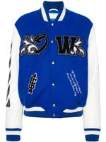 Off-White Royal logo-appliqué varsity jacket - Bleu