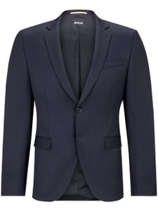 BOSS blazer en laine vierge à simple boutonnage - Bleu