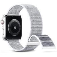 By Qubix - Nylon sport loop band - Wit - Extra sterke klittenbandsluiting - Compatible met Apple Watch 38mm / 40mm / 41mm / 42mm - Compatible Apple