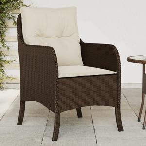 Tuinstoelen 2 st met kussens poly rattan bruin