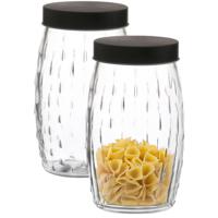 Voorraadpot/bewaarpot Mora - 2x - 2L - glas - zwart - D13 x H22 cm