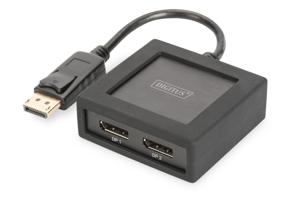 Digitus DS-45404 2 poorten DisplayPort-splitter Met metalen behuizing, Ultra HD-geschikt, Met aluminium behuizing 4096 x 2160 Pixel Zwart