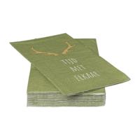 Kerstservetten rendier - groen/ goud - 15 stuks - 33x40 cm