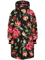 Dolce & Gabbana doudoune longue à fleurs - Noir