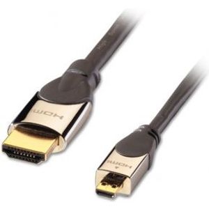 Lindy CROMO, HDMI - Micro HDMI, 1m HDMI kabel HDMI Type A (Standaard) HDMI Type D (Micro) Zwart, Zilver