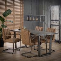 Industriële Eettafel 'Ivo' 180 x 90cm, kleur Leem Antiek