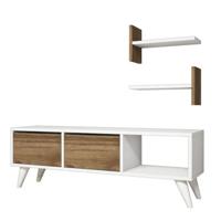 Homemania Tv-meubel Foxy 120x30x40 cm wit en walnootkleurig