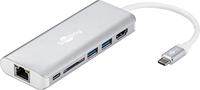 Goobay 76788 USB C Hub Multiport Distributeur 6 Ports 1x HDMI 4K @ 30Hz / 1x USB C 100W PD / 2x USB 3.0 / 1x RJ45 / 1x SD-kaartlezer/Multidock Aluminium