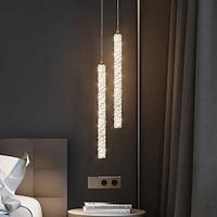 led hanglamp warm wit 53cm 1-lichts nordic kristal nachtkastje lange buis kristallen hanglamp keukeneiland in hoogte verstelbare hanglamp nachtkastje hanglamp decor voor woonkamer balkon 110-240v Lightinthebox - thumbnail