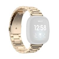 By Qubix - Compatible met Fitbit Versa 3/4 & Sense 1/2 metalen schakelbandje - Champagne goud - Compatible fitbit bandje