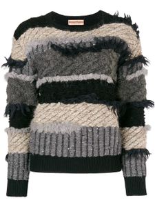 Issey Miyake Pre-Owned 80's frayed striped jumper - Noir