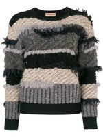 Issey Miyake Pre-Owned 80's frayed striped jumper - Noir - thumbnail