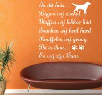 Muursticker tekst woonkamer hond huis