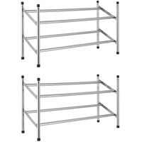 Set van 2x Stapelbare schoenenrekken uitschuifbaar aluminium 2-laags 62 - 117 x 23 x 36 cm