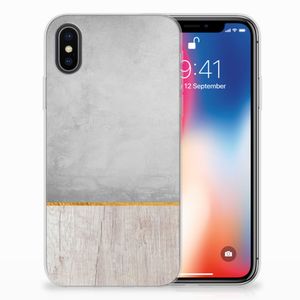 Apple iPhone X | Xs Bumper Hoesje Wood Concrete