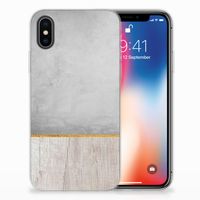 Apple iPhone X | Xs Bumper Hoesje Wood Concrete - thumbnail