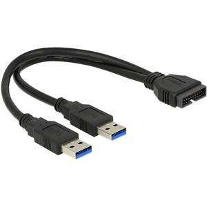 Delock USB 3.2 Gen 1 (USB 3.0) Adapter [2x USB 3.2 Gen 1 stekker A (USB 3.0) - 1x USB 3.2 Gen 1 stekker intern 19-polig (USB 3.0)] 83910 25.00 cm