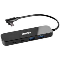 LINDY 43334 USB-C (USB 3.2 Gen 2) multiport hub 4 poorten Zwart - thumbnail