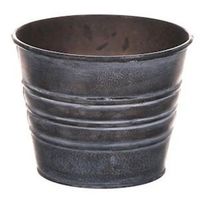 Zinken emmertje/bloempotje - oud zilver - D14 x H12 cm - Plantenpotjes   -