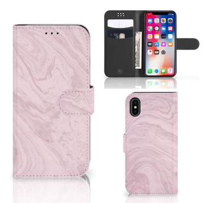 Apple iPhone X | Xs Bookcase Marble Pink - Origineel Cadeau Vriendin Apple iPhone X | Xs Bookcase Marble Pink - Origineel Cadeau Vriendin
