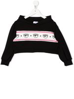 Chiara Ferragni Kids hoodie crop à logo imprimé - Noir - thumbnail