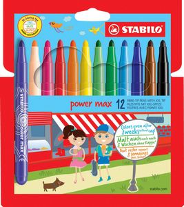 STABILO power max viltstift, etui van 12 stuks in geassorteerde kleuren