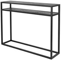 Spinder Design ST396-22-22 bijzettafel, staal/eiken, zwart, 30 x 120 x 90 cm