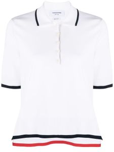 Thom Browne polo à bords rayés - Blanc