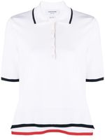 Thom Browne polo à bords rayés - Blanc