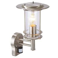 BRILLIANT lamp York wandlamp buiten bewegingsmelder roestvrij staal | 1x A60, E27, 40W, gf normale lampen niet gespecificeerd IP-beschermingsklasse: 44 - spatwaterdicht | Met verstelbare beweging