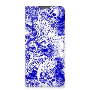 Mobiel BookCase Motorola Moto G52 | Moto G82 Angel Skull Blauw