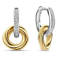 TI SENTO-Milano 7857ZY Oorhangers zilver-zirconia goud-en zilverkleurig 16 mm