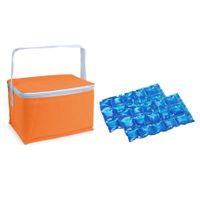 Kleine koeltas voor lunch oranje met 2 stuks flexibele koelelementen 3.5 liter - thumbnail