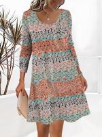 Floral Casual Dress With No