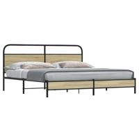 vidaXL Bedframe zonder matras metaal sonoma eikenkleurig 183x213 cm, slaapkamermeubels, tweepersoonsbed, bedstee, bed, tweepersoonsbed, bedbodem