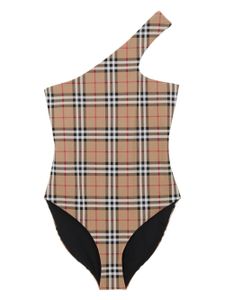 Burberry maillot de bain asymétrique à carreaux - Tons neutres